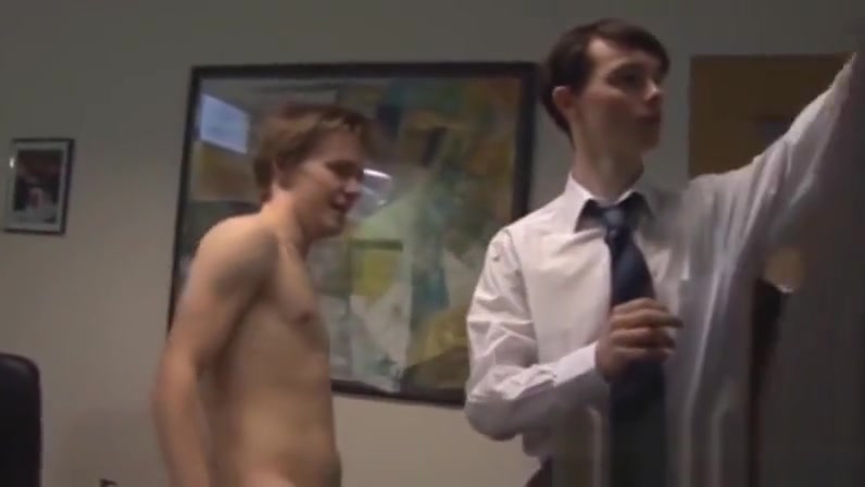 Twink intern has bareback business at boss office