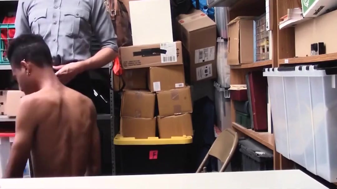 Black Twink Shoplifter Fucked By White Security Officer