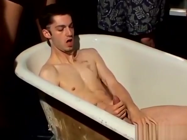 Cock sucking twink enjoys his personal golden shower orgy