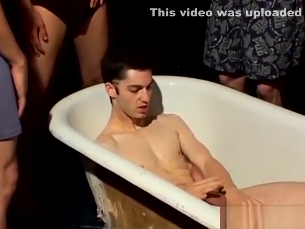 Cock sucking twink enjoys his personal golden shower orgy