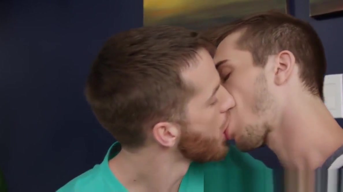 Office studs bare fucking while alone at work
