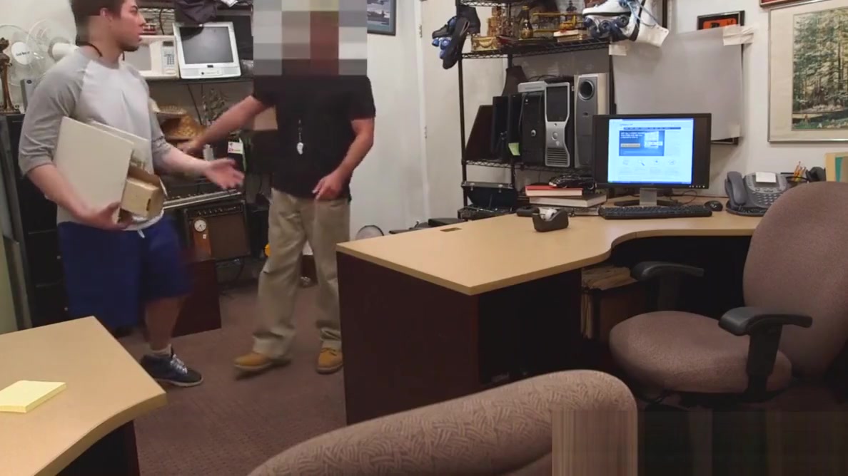 Handsome cutie seduced by money and ass fucked in the office
