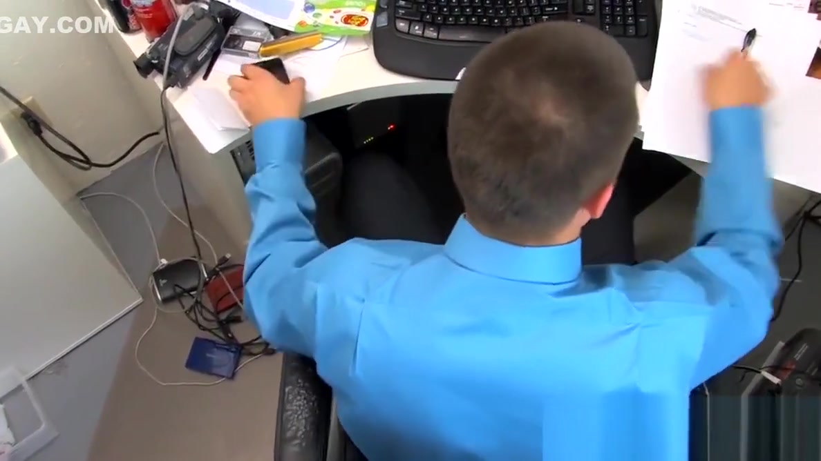 Skinny office twinks fuck each other in the storage room