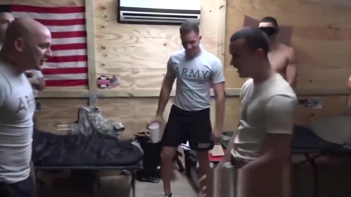Military hunks anally hazing new members in the barracks