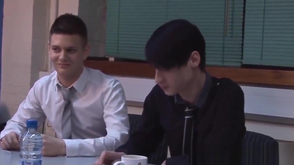 Skinny Euro twinks bareback during an office meeting