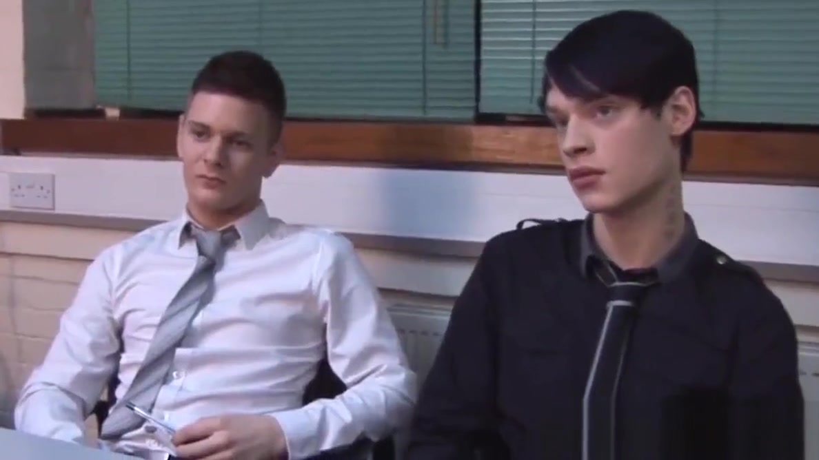 Skinny Euro twinks bareback during an office meeting
