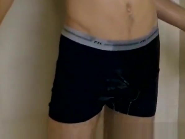 Skinny gay Bleu jerking off while smoking in the shower