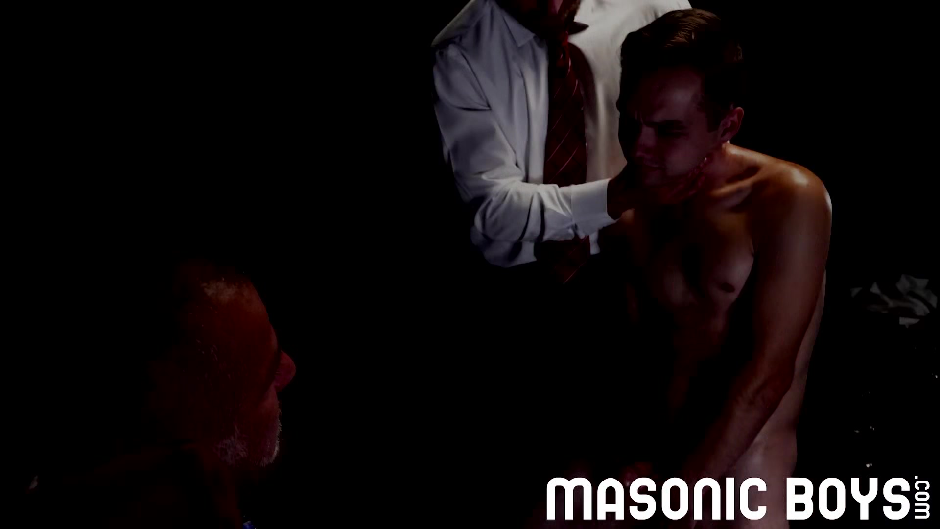 Sexy suited men force boy onto big dildos then spank him
