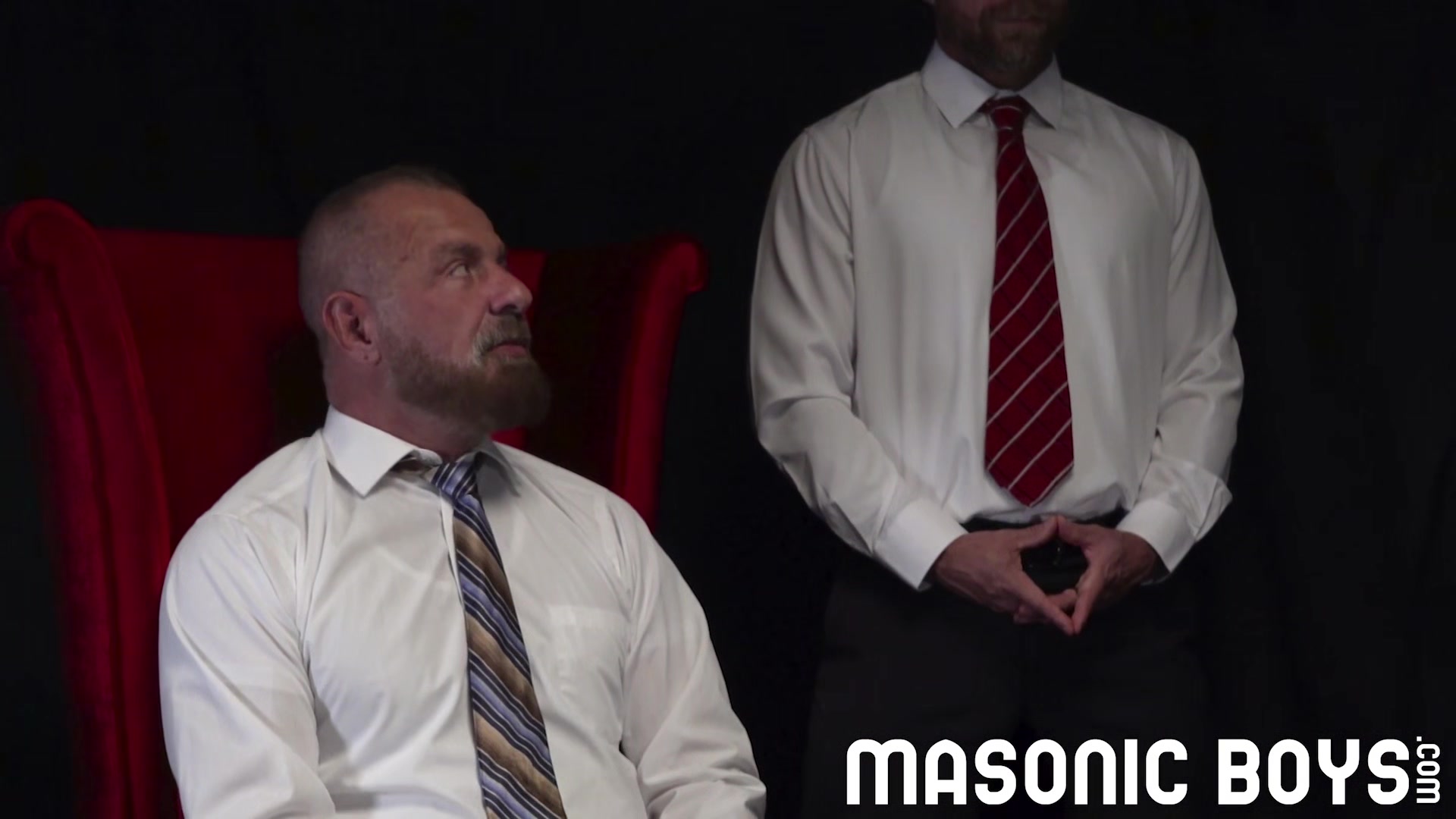 Sexy suited men force boy onto big dildos then spank him