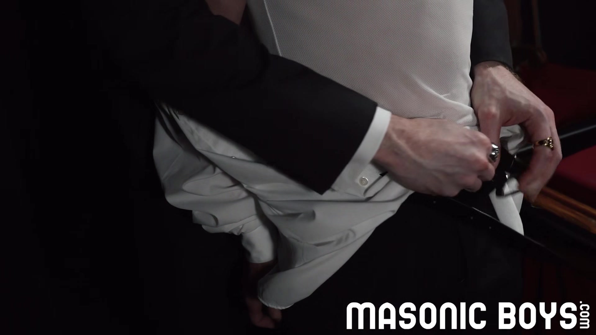 Hung suited ginger DILF with massive dick barebacks boy