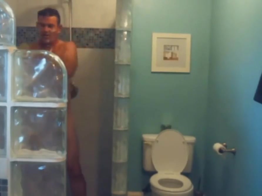 military Step dad cums and takes a shower