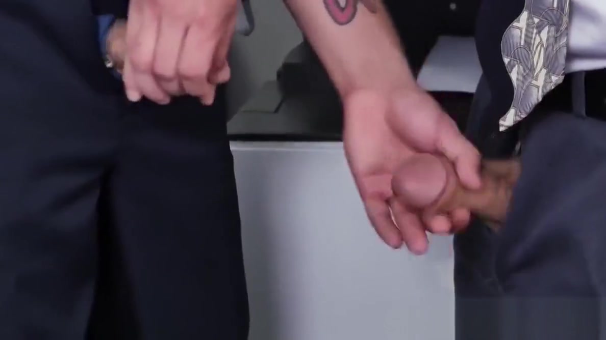 Coworkers are having a wild gay threesome at the office