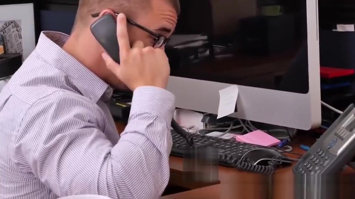 Three office studs are having a post work ass pounding party