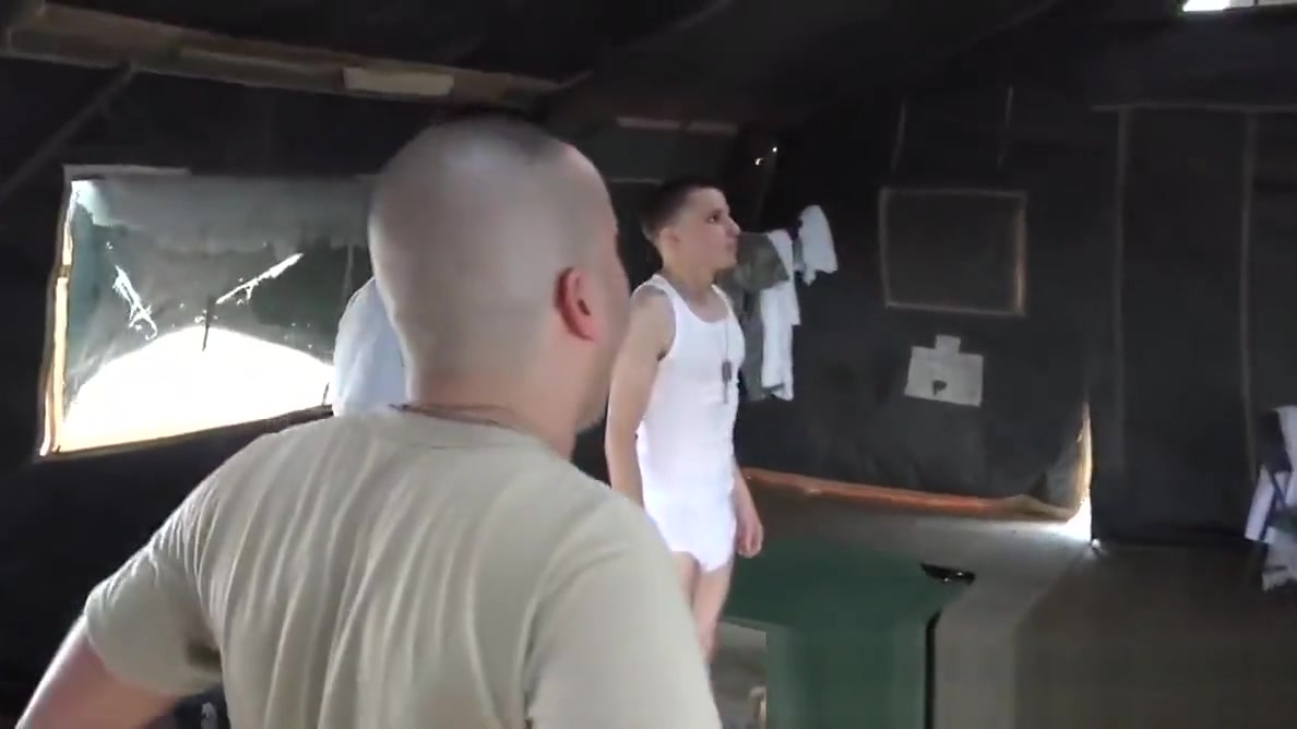 Military morning drill includes bareback sex and blowjobs