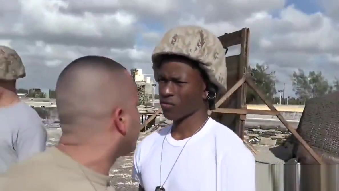 Military morning drill includes bareback sex and blowjobs