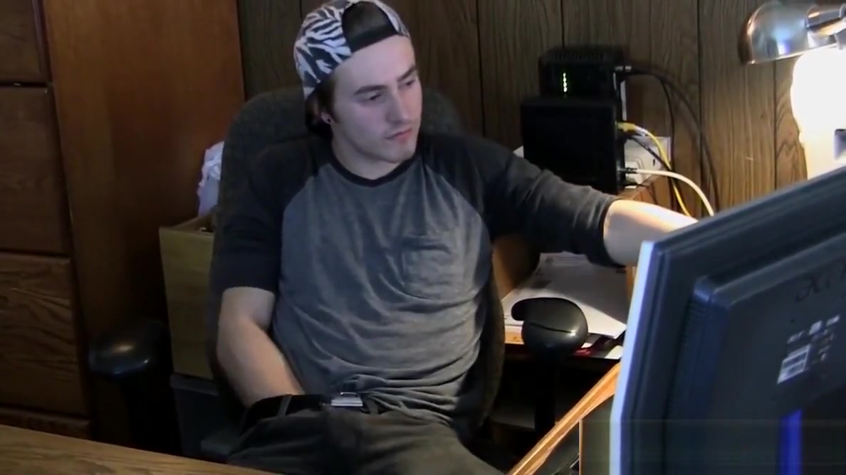 Sweet looking Ty Evans solo masturbating in the office