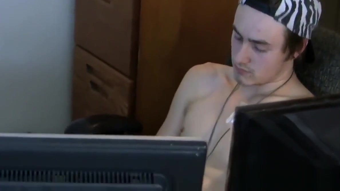 Sweet looking Ty Evans solo masturbating in the office