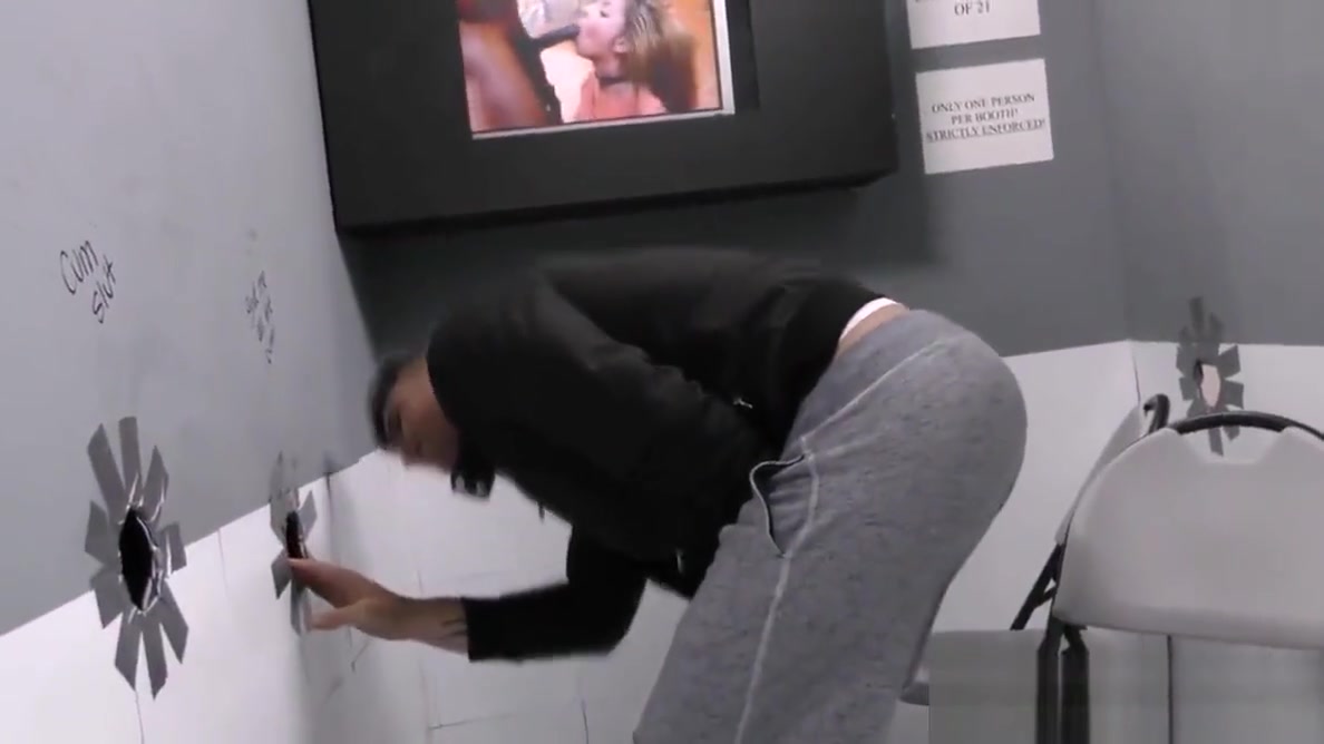 Black men sharing a whiteboi at a gloryhole