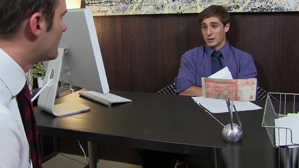 Pervert employee worships boss feet after work in his office