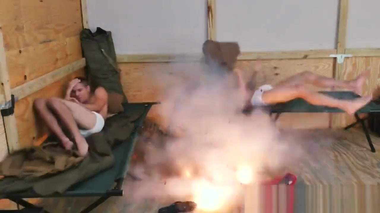 Military guys fuck each other on service in the bathroom
