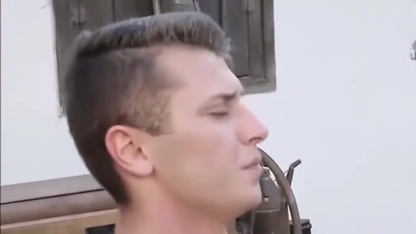 Two hot young military men fuck