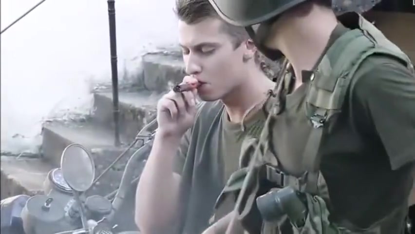 Two hot young military men fuck