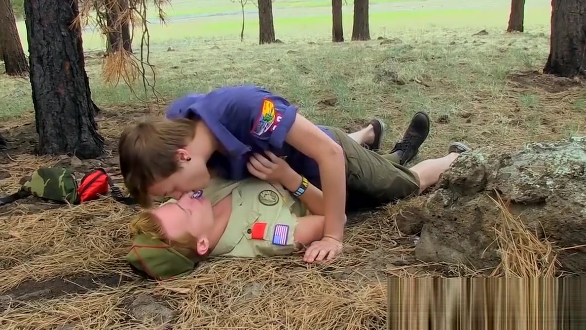 Military twinks have an ass banging session in the woods