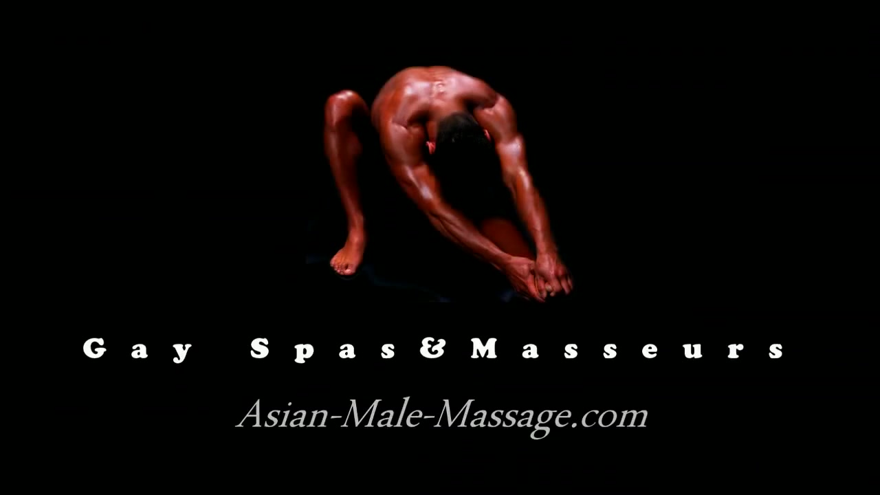 Asian gay threesome having massage and make love
