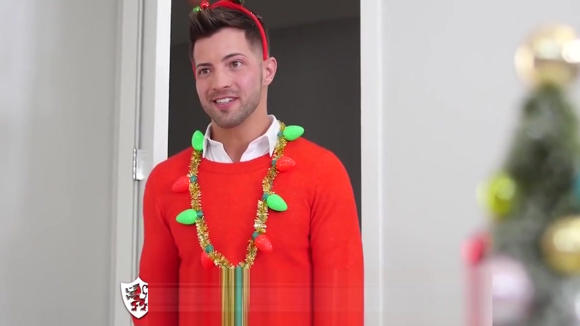 ManRoyale Christmas office party fuck with two hunks