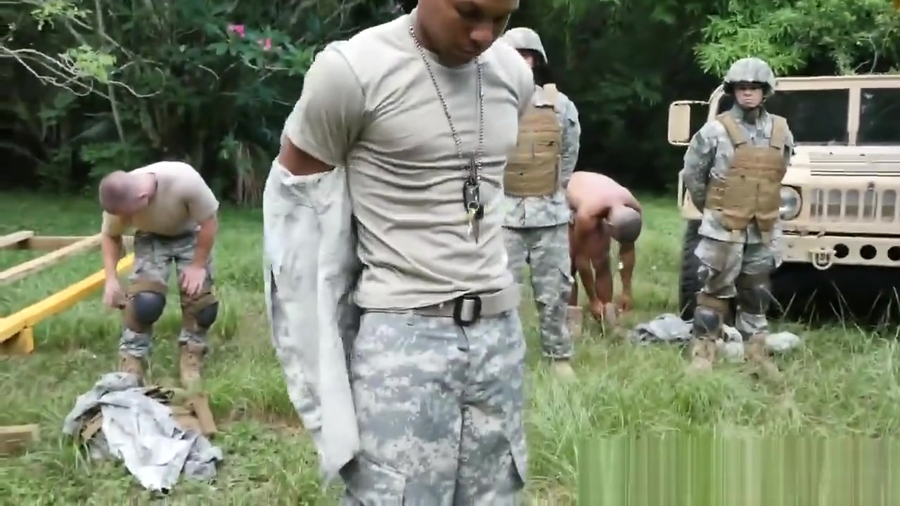 Black military dude fucked hard by white soldier