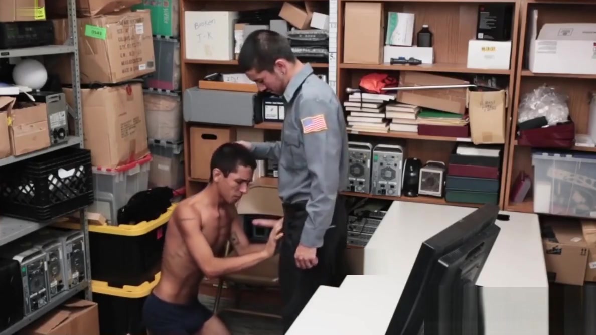 Skinny thief sucks officers dick and raw fucked from behind