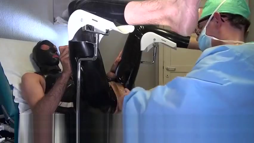 Doctor Fists and Sounds Latex Slave with Gloves in Gyno Chair