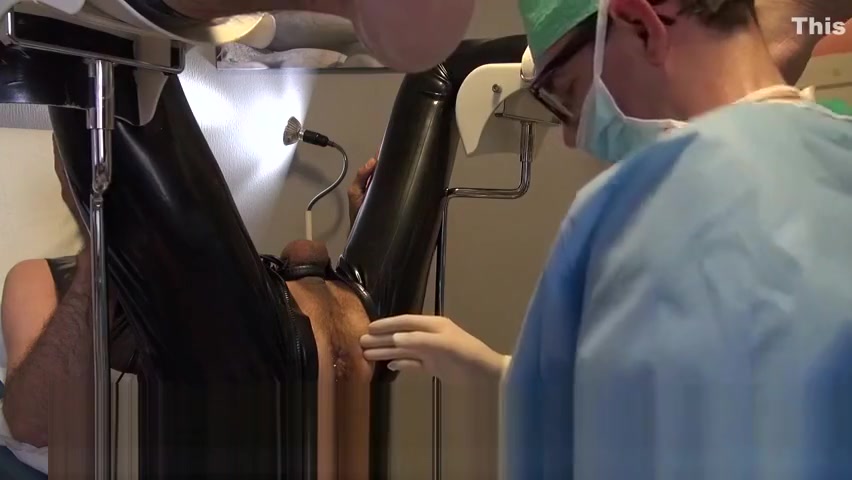 Doctor Fists and Sounds Latex Slave with Gloves in Gyno Chair