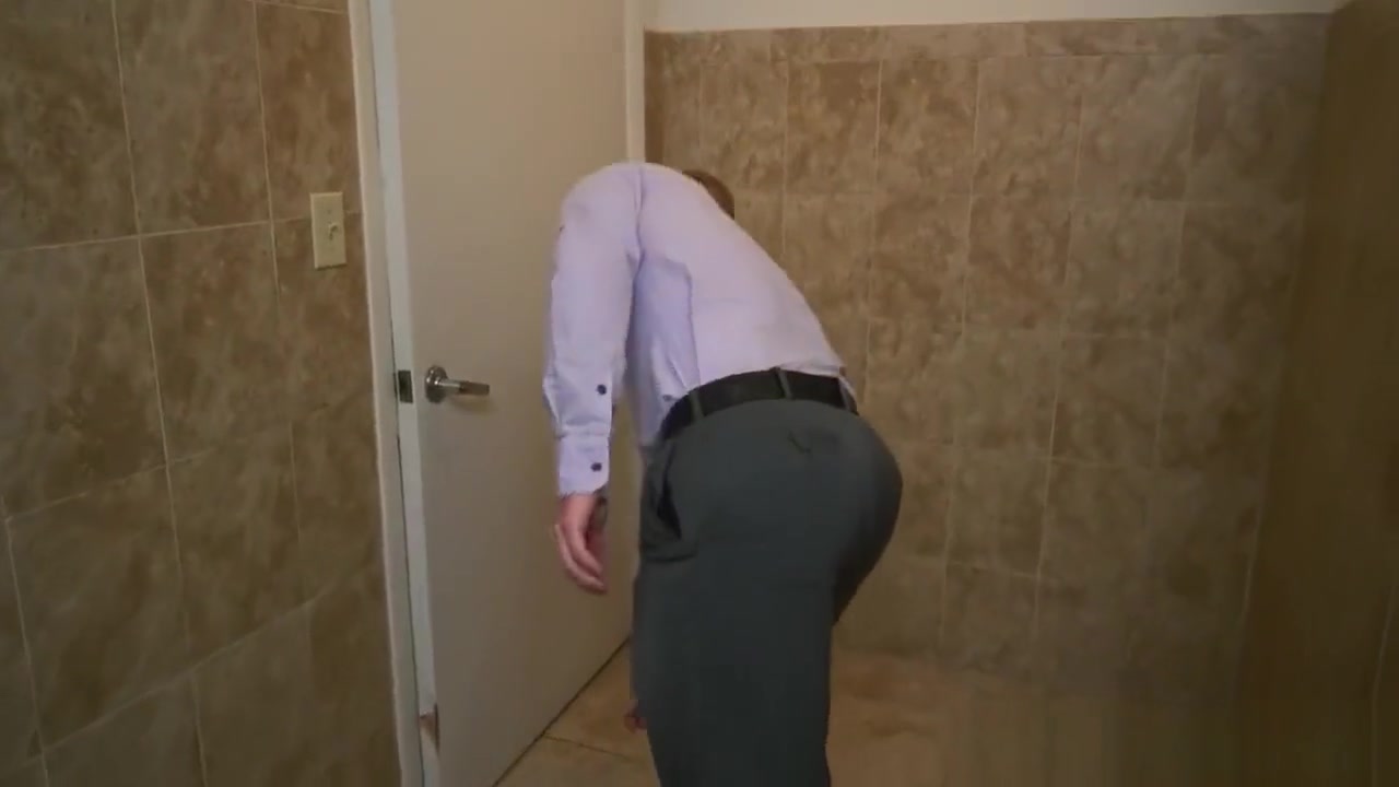 Office boss assfucks suited stud in POV