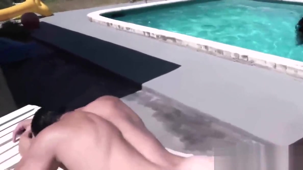 Lanky stepbro facialized after poolside blowjob POV