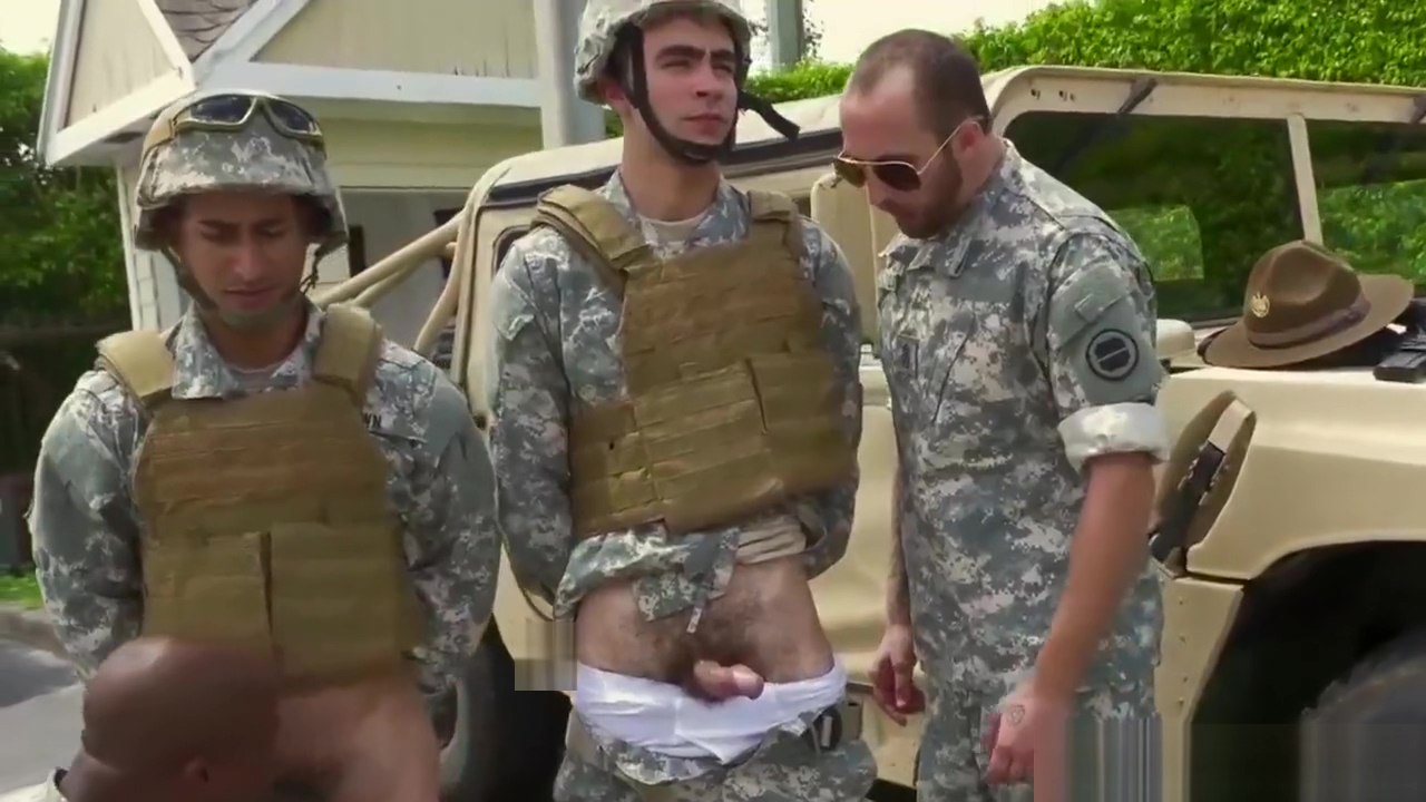 Jackson's muscular military mens penis hot gay blowjob with