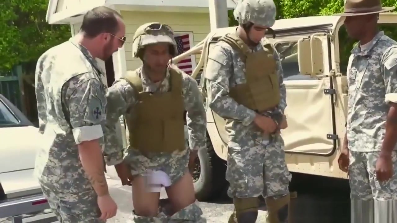 Jackson's muscular military mens penis hot gay blowjob with