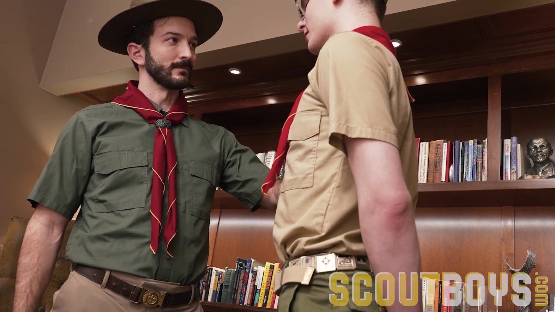 ScoutBoys - Hairy, DILF scoutmaster seduces sexy young scout in office