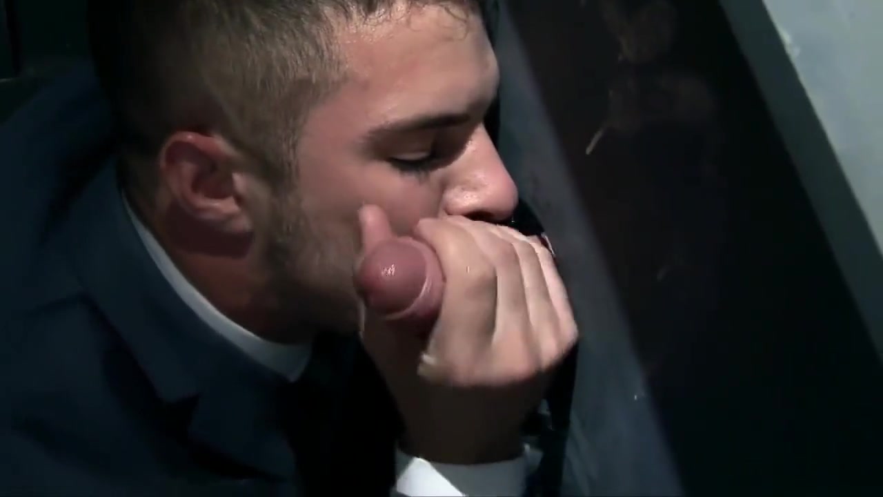 gloryhole with 2 suit guys
