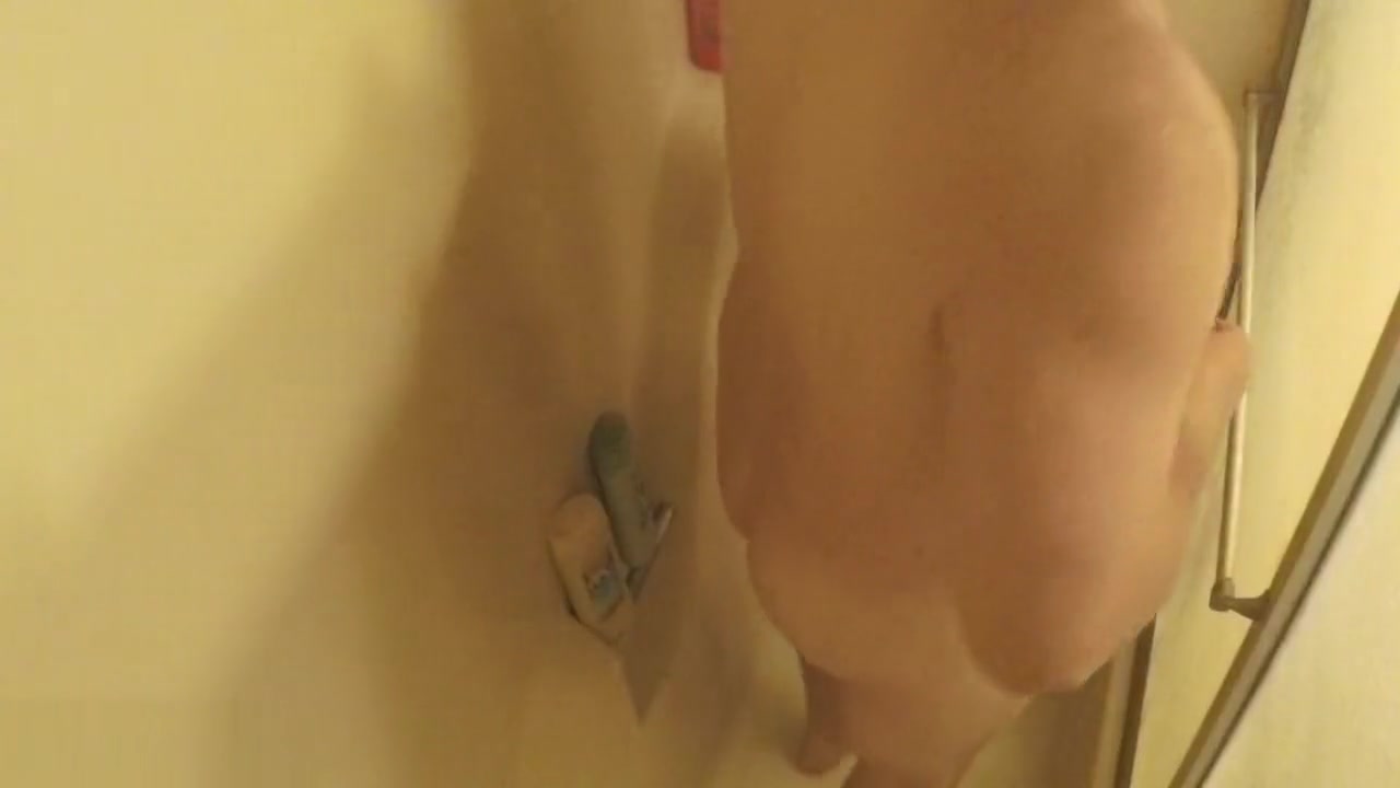 Horny Step daddy masturbating in the shower while home alone. Huge cum shot.