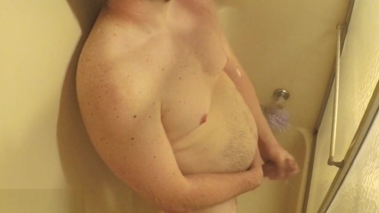 Horny Step daddy masturbating in the shower while home alone. Huge cum shot.