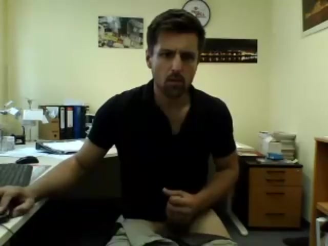 German Step daddy with cock 21 cm cum show in the office