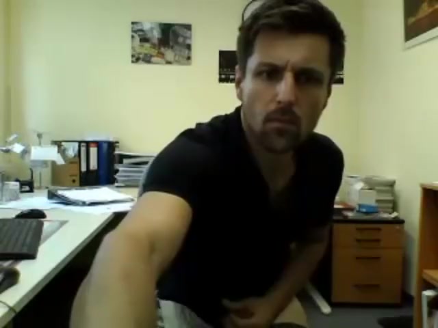 German Step daddy with cock 21 cm cum show in the office