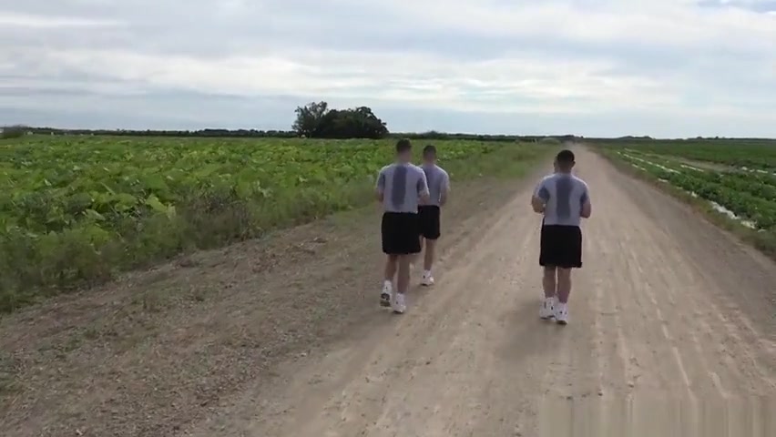 Army boys scout for hard meat outdoors