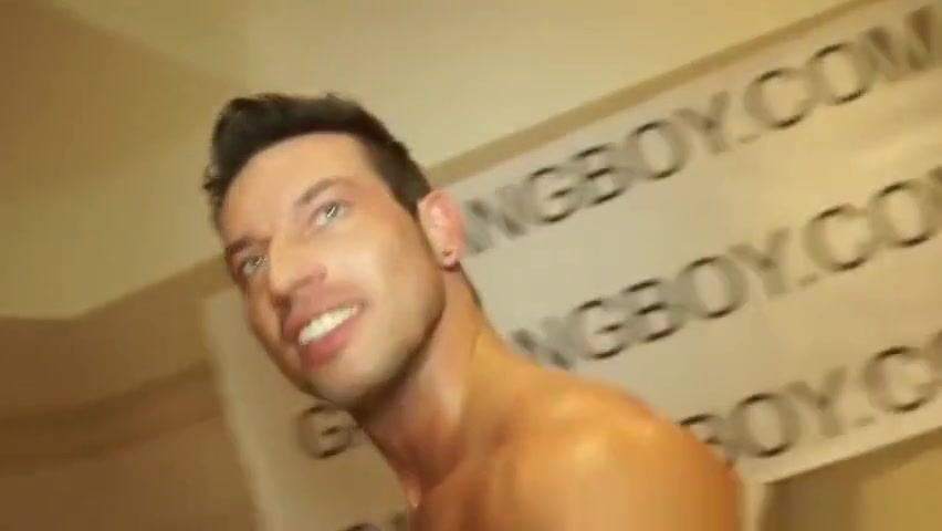 Bareback gangbanged euro hunk cumshowered