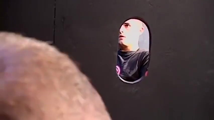 Horny dudes jerking off their dicks in a glory hole session