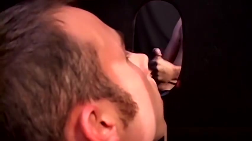Horny dudes jerking off their dicks in a glory hole session