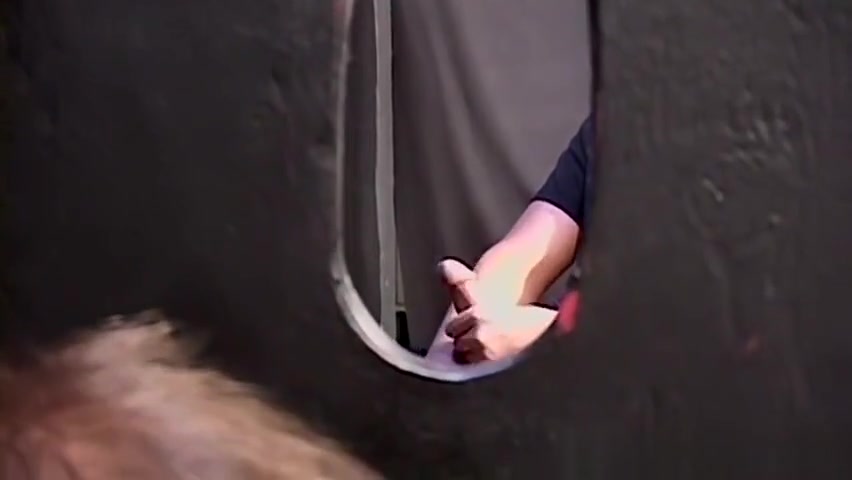 Horny dudes jerking off their dicks in a glory hole session