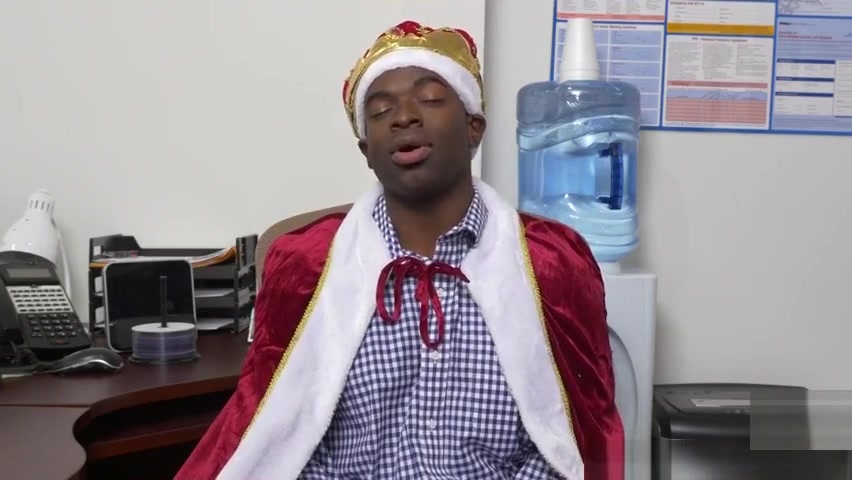 Office jock doggystyled by black cock