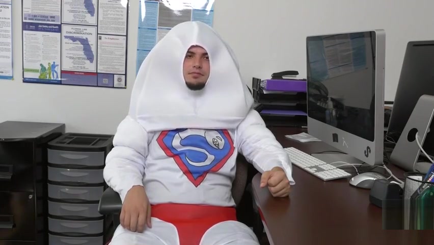 Office jock doggystyled by black cock